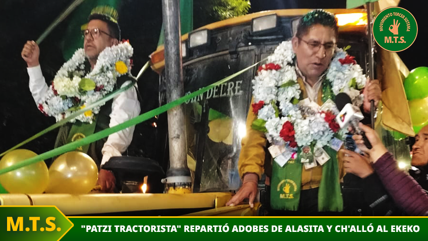 «Patzi tractorista» repartió adobes de alasita y ch’alló al ekeko